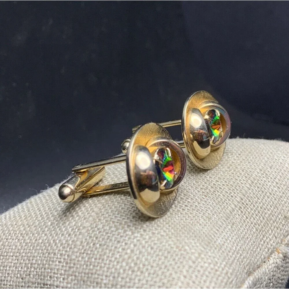 Vintage Shields Watermelon Rivoli Rhinestone Cufflinks